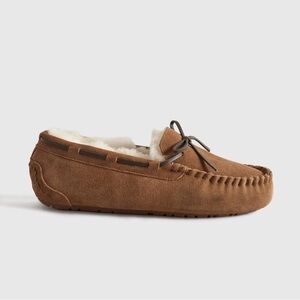 Quince Women Australian Shearling Moccasin Slipper Pecan Shoes 6 NEW!!